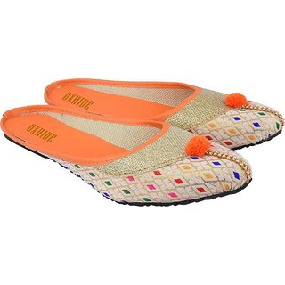 oxhide orange mules for women