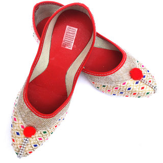 oxhide multicolored red jutti