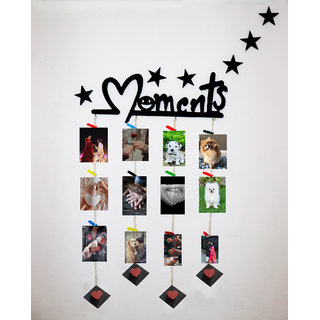 Khush Its Amazing Wooden Hanging Moments With Squre Heart Hanging Up down Photo Display Picture Frame Collage Picture Di