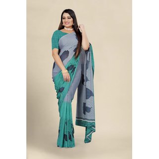 Sharda Creation Green Georgette Printed Saree With Blouse - Sarees | Buy online on ZillyBuy