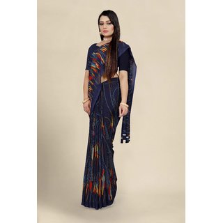 Sharda Creation Blue Georgette Printed Saree With Blouse - Sarees | Buy online on ZillyBuy
