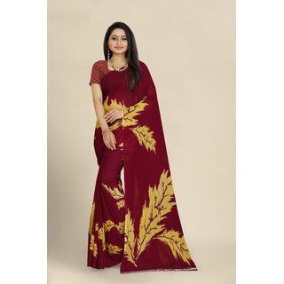 Sharda Creation Red Georgette Printed Saree With Blouse - Sarees | Buy online on ZillyBuy