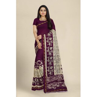 Sharda Creation Purple Georgette Printed Saree With Blouse - Sarees | Buy online on ZillyBuy