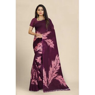 SVB Purple Georgette Printed Saree with Blouse - Elegant & Lightweight Ethnic Wear - Sarees | Buy online on ZillyBuy