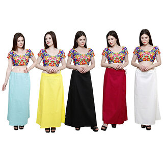 efashionindia women cotton saree petticoats inskirt combo of 5