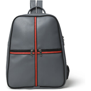 matrice laptop backpack bag with grey red faux vegan leather ne s 0789 greyred 