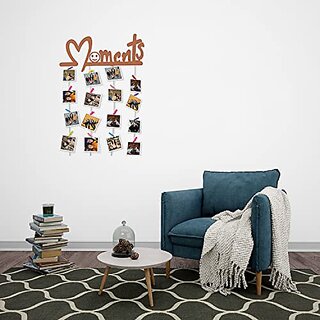Khush Its Amazing Home Decor Wood Brown Skin Moments Picture Photo Frame for Wall Decor Photos Artworks Prints Multi Pictures Organizer & Hanging Display Frames with Wood Clips