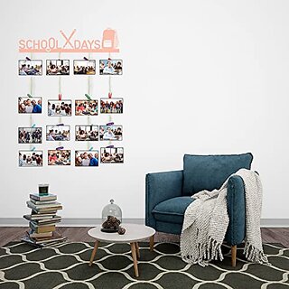 Khush Its Amazing Home Decor Wood Peach School Days Picture Photo Frame for Wall Decor Photos Artworks Prints Multi Pictures Organizer & Hanging Display Frames with Wood Clips