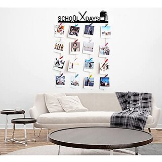 Khush Its Amazing Wood Moments Hanging Photo Display, DIY Picture Photo Frame Collage Set Includes Multi colour Clips (School Days)
