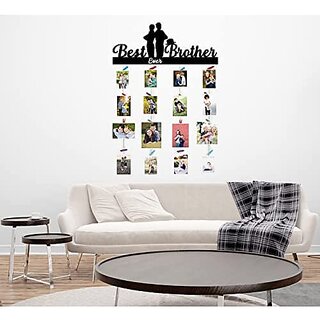 Khush Its Amazing Wood Moments Hanging Photo Display, DIY Picture Photo Frame Collage Set Includes Multi colour Clips (Best Ever Brother)
