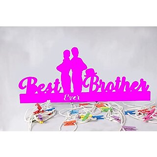 Khush Its Amazing Home Decor Wood Majenta Best Ever Brother Picture Photo Frame for Wall Decor Photos Artworks Prints Multi Pictures Organizer & Hanging Display Frames with Wood Clips