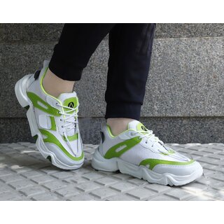 Shoeson Mens White Lace-up Sneakers