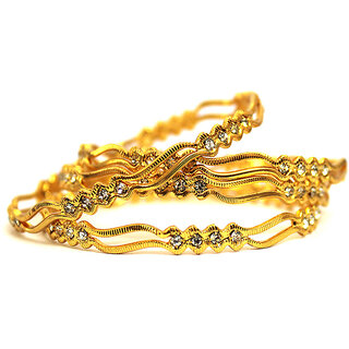 S L GOLD 1 Gram Micro Plated white stone 4 bangle B12 Design - Bangles & Bracelets | Buy online on ZillyBuy