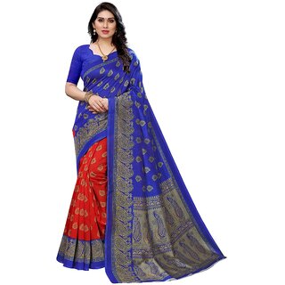 SVB Saree Red And Blue Colour Art Silk Printed Saree - Sarees | Buy online on ZillyBuy