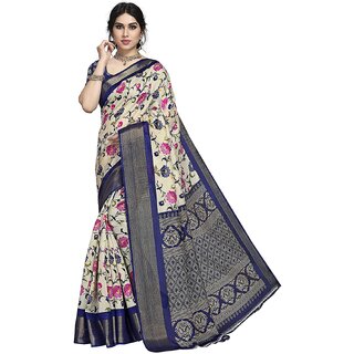 SVB Saree Dark  Blue Colour Floral Printed Saree - Sarees | Buy online on ZillyBuy