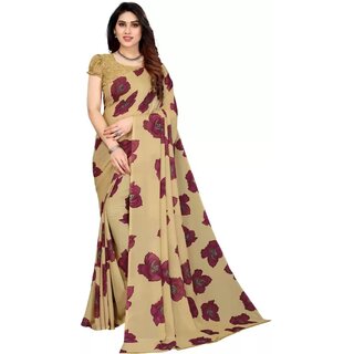 SVB Saree Beige Colour Georgette Printed Saree - Sarees | Buy online on ZillyBuy