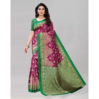 SVB Saree Maroon and Green Colour Art Silk Printed Saree - Sarees | Buy online on ZillyBuy
