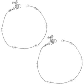 Vighnaharta Traditional White Metal Anklets Payal Pair for Women Girls  [VFJ1006PYL] - Anklets | Buy online on ZillyBuy