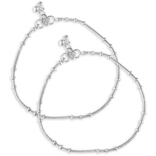 Vighnaharta Traditional White Metal Anklets Payal Pair for Women Girls  [VFJ1007PYL] - Anklets | Buy online on ZillyBuy