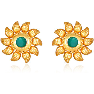 Gold Plated Green Stone studded alloy Stud Earring for Women and Girls- (VFJ1467ERG-GREEN) - Earrings | Buy online on ZillyBuy