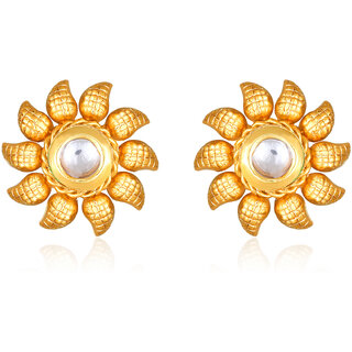 Gold Plated Polki Stone studded alloy Stud Earring for Women and Girls- (VFJ1467ERG-WHITE) - Earrings | Buy online on ZillyBuy