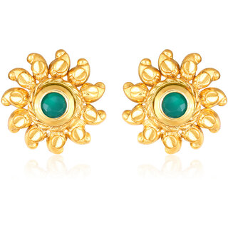 Trendy Flower Gold Plated Green Stone studded Earring for Women and Girls- (VFJ1468ERG-GREEN) - Earrings | Buy online on ZillyBuy
