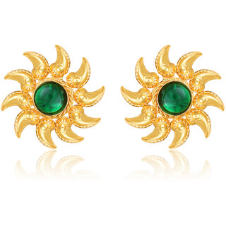 Sun Flower Gold Plated Green Stone studded Earring for Women and Girls- (VFJ1469ERG-GREEN) - Earrings | Buy online on ZillyBuy