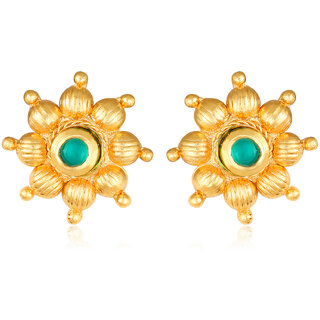 Daisy Flower Gold Plated Green Stone studded Earring for Women and Girls- (VFJ1470ERG-GREEN) - Earrings | Buy online on ZillyBuy