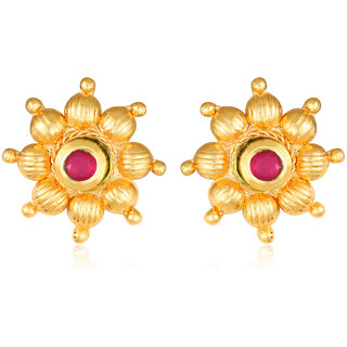 Daisy Flower Gold Plated Red Stone studded Earring for Women and Girls- (VFJ1470ERG-RED) - Earrings | Buy online on ZillyBuy