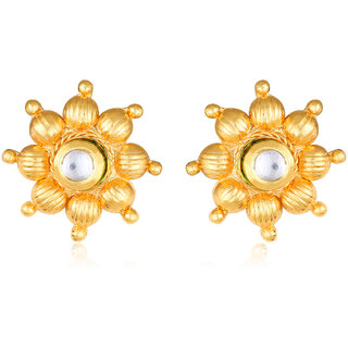 Daisy Flower Gold Plated White Polki studded Earring for Women and Girls- (VFJ1470ERG-WHITE) - Earrings | Buy online on ZillyBuy