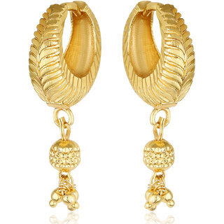 Filigree work  alloy Hoop Earring Clip on fancy drop Bali Earring for Women and Girls [VFJ1479ERG] - Earrings | Buy online on ZillyBuy