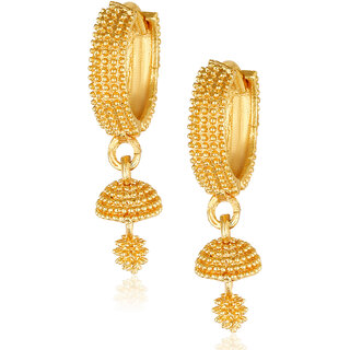 Filigree work   Hoop Earring Clip on fancy drop Bali Earring for Women and Girls [VFJ1482ERG] - Earrings | Buy online on ZillyBuy