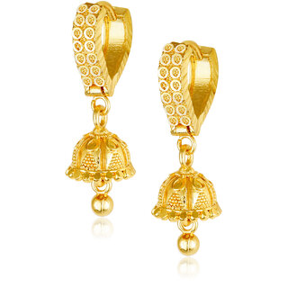 Filigree work   Hoop Earring Clip on fancy drop Bali Earring for Women and Girls [VFJ1484ERG] - Earrings | Buy online on ZillyBuy