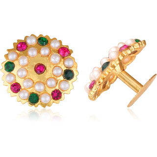 Moti & multicolor South Screw back  Gold plated Stud Earring for Women and Girls VFJ1503ERG
