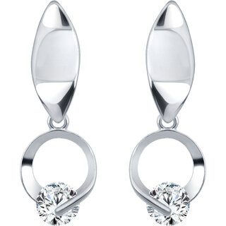 Fancy Bow Solitaire CZ Rhodium Plated Earring for Women and Girls[VFJ1525ERG-Silver ]