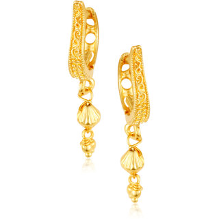 Filigree work Gold Plated alloy Hoop Earring Clip on fancy drop Bali Earring for Women and Girls - Earrings | Buy online on ZillyBuy