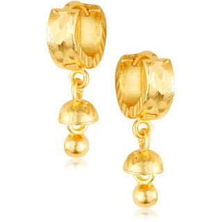 Filigree work Gold Plated alloy Hoop Earring Clip on fancy drop Bali Earring for Women and Girls - Earrings | Buy online on ZillyBuy