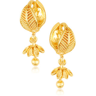 Filigree work Gold Plated alloy Hoop Earring Clip on fancy drop Bali Earring for Women and Girls - Earrings | Buy online on ZillyBuy