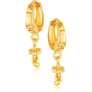 Filigree work Gold Plated alloy Hoop Earring Clip on fancy drop Bali Earring for Women and Girls - Earrings | Buy online on ZillyBuy