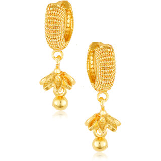 Filigree work Gold Plated alloy Hoop Earring Clip on fancy drop Bali Earring for Women and Girls - Earrings | Buy online on ZillyBuy