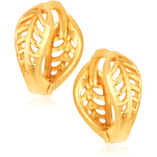 Filigree work Gold Plated alloy Hoop Earring Clip on fancy drop Bali Earring for Women and Girls - Earrings | Buy online on ZillyBuy