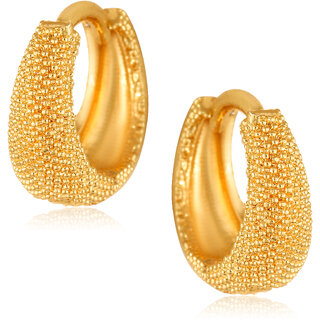 Filigree work Gold Plated alloy Hoop Earring Clip on fancy drop Bali Earring for Women and Girls - Earrings | Buy online on ZillyBuy