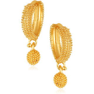 Filigree work Gold Plated alloy Hoop Earring Clip on fancy drop Bali Earring for Women and Girls - Earrings | Buy online on ZillyBuy
