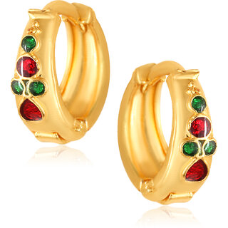 Filigree work Gold Plated alloy Hoop Earring Clip on fancy drop Bali Earring for Women and Girls - Earrings | Buy online on ZillyBuy