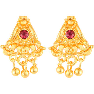 Vighnaharta Traditional wear Gold Plated Screw back alloy dangler studs CZ Earring for Women and Girls   [VFJ1867ERG] - Earrings | Buy online on ZillyBuy