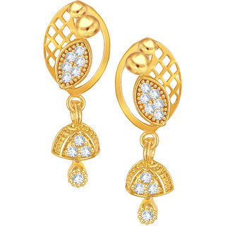 Vighnaharta Sizzling Gold Plated Screw back alloy dangler studs Jhumki CZ Earring for Women and Girls [VFJ1880ERG ] - Earrings | Buy online on ZillyBuy
