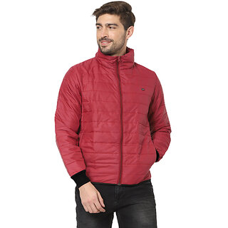 mens red reversible solid double sided comfortable long sleeve bomber winter jacket