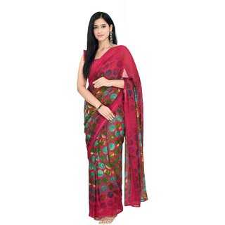 Pink Colour Pure Georgette Printed Saree With Blouse Piece - Sarees | Buy online on ZillyBuy