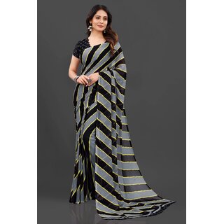 Multicolour Pure Georgette Printed Saree With Blouse Piece - Sarees | Buy online on ZillyBuy
