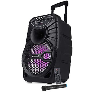 Zebronics ZEB-100 MOVING MONSTER X8L Wireless Bluetooth Trolley Speaker With Supporting SD Card USB AUX FM Remote Control Wireless Mic and RGB Lighting. (24 Watt).